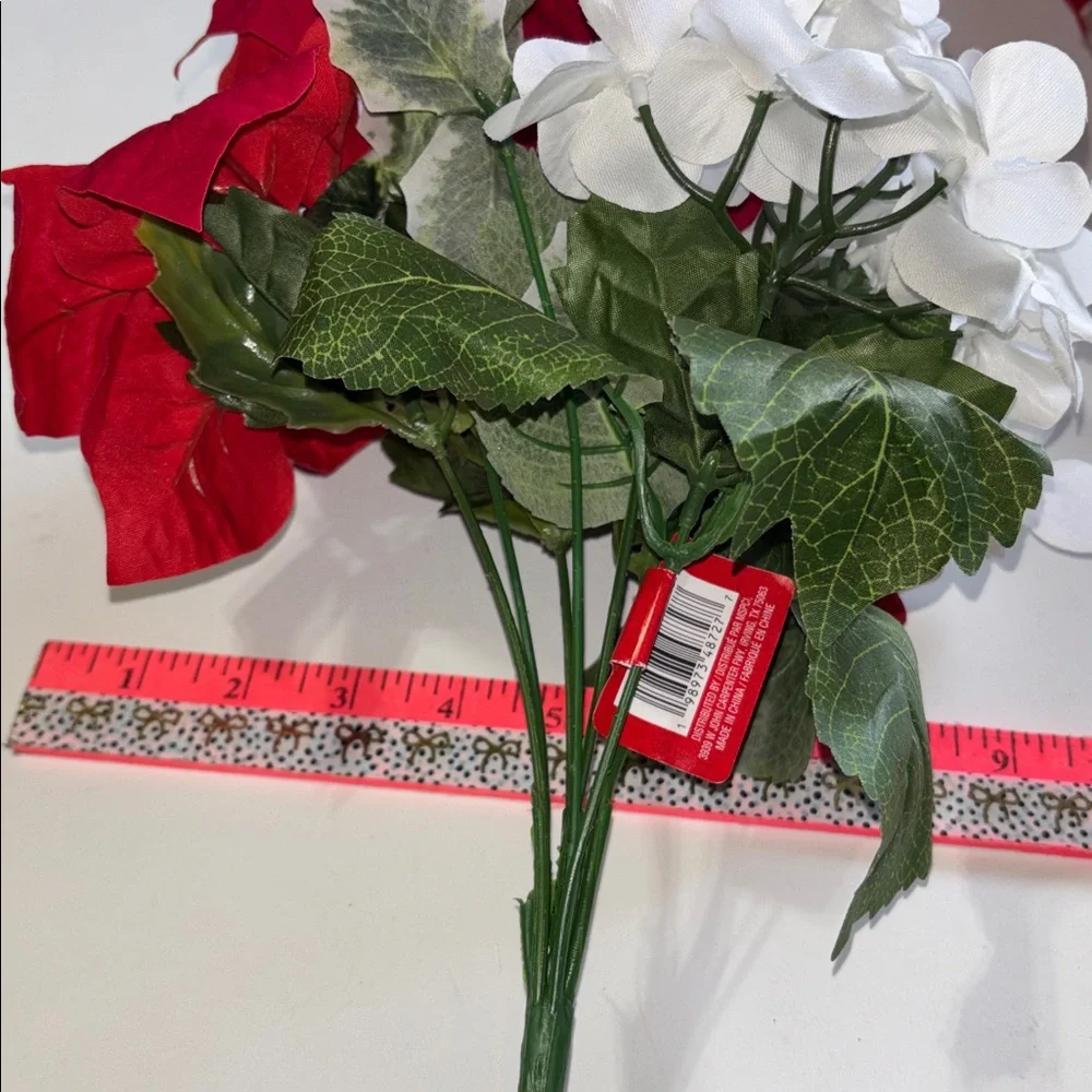 Poinsettia Bushes White Hydrangeas Holiday Red Poinsettia & Berry Set of 5